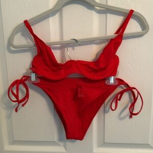 Skims Ruby Red Bikini Set & Sarong
